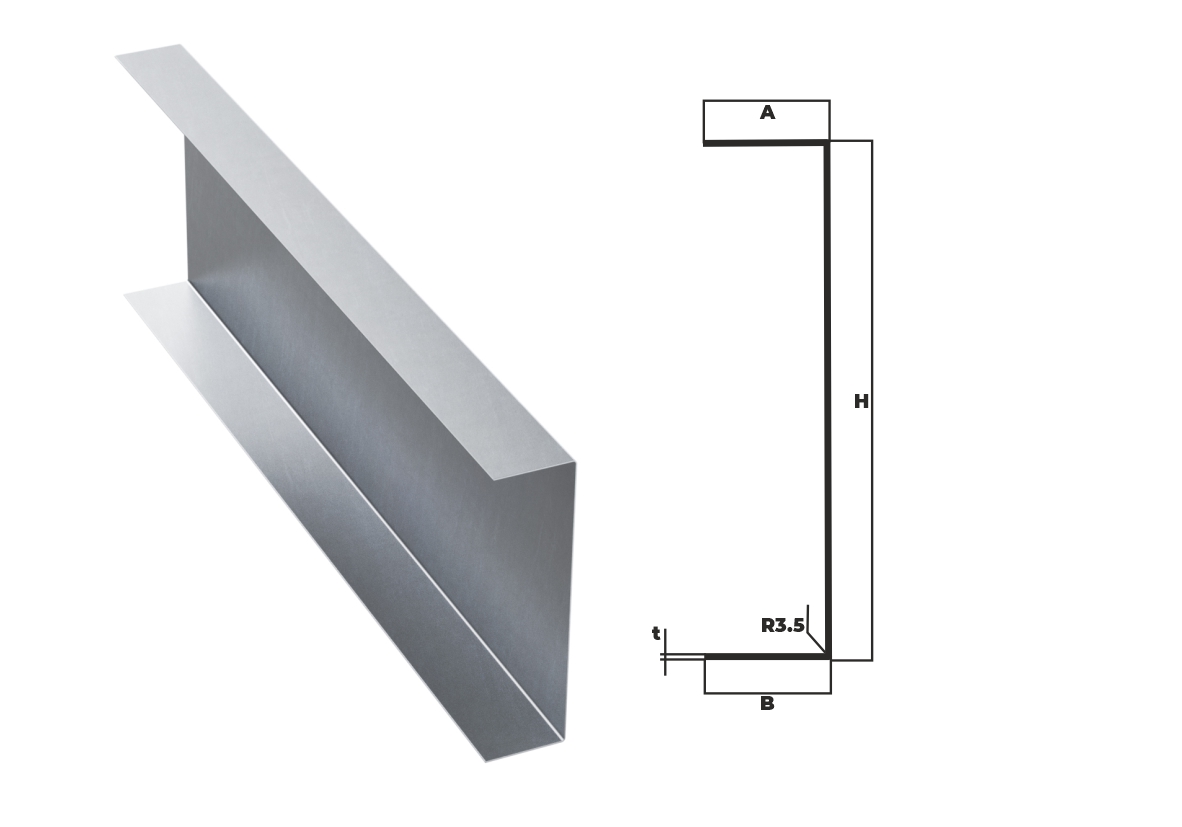 U profiles vertical cu schita